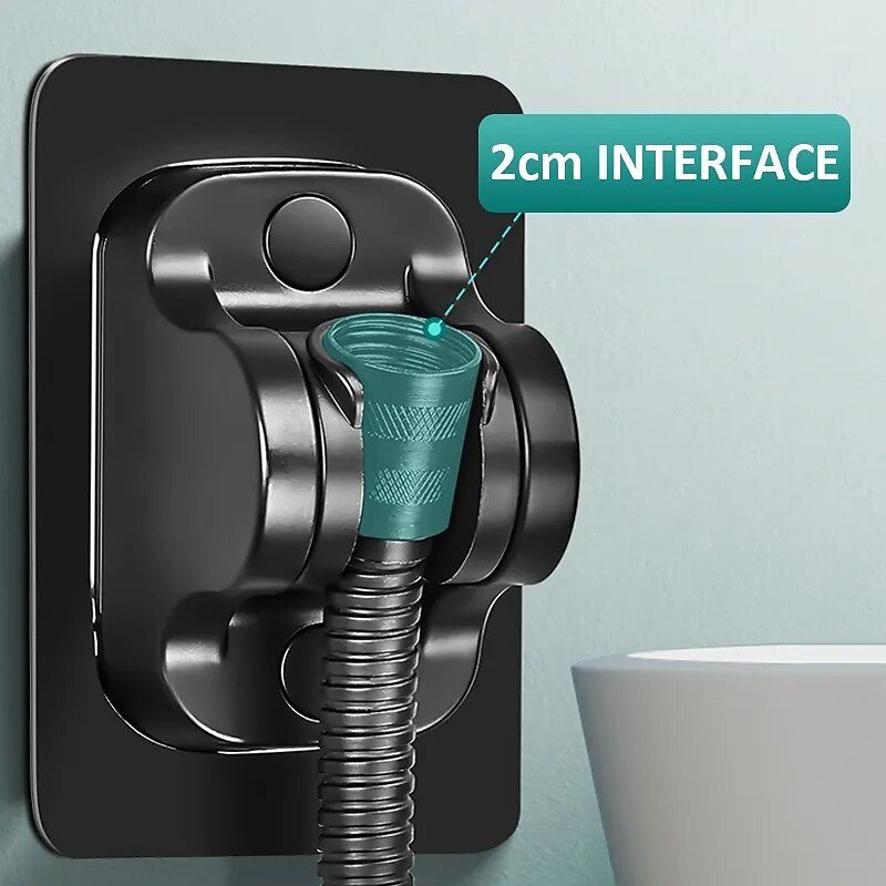 Shower Head Bracket No Drilling Holder, 360° Adjustable Without Drilling ABS Wall Bracket Replacement Waterproof Attachment for Bathroom2