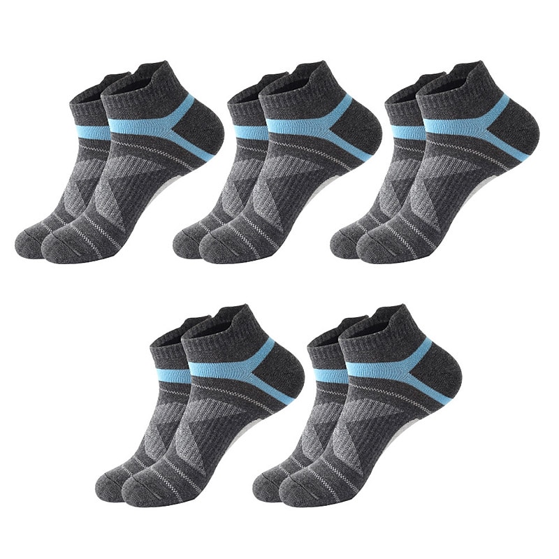Men's 5 Pairs Socks Ankle Socks Running Socks Black Blue Color Color Block Daily Wear Vacation Weekend Medium Summer Spring Warm Ups3