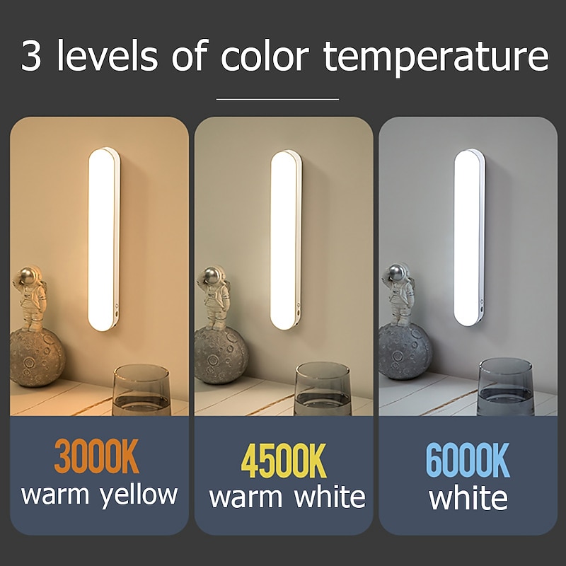 Under Cabinet Lighting, Sensor Lamp with Remote Control, USB Rechargeable Cabinet Light, 3-Color Dimming Dormitory Light for Study Reading, Office, Computer, Cabinet, Bedroom2