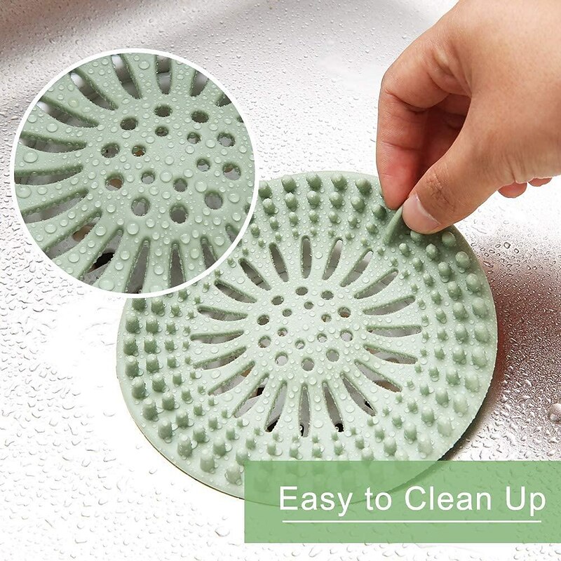 5pcs Hair Catcher, Durable Silicone Hair Stopper, Shower Drain Covers, Easy To Install And Clean, Suit For Bathroom Bathtub And Kitchen4