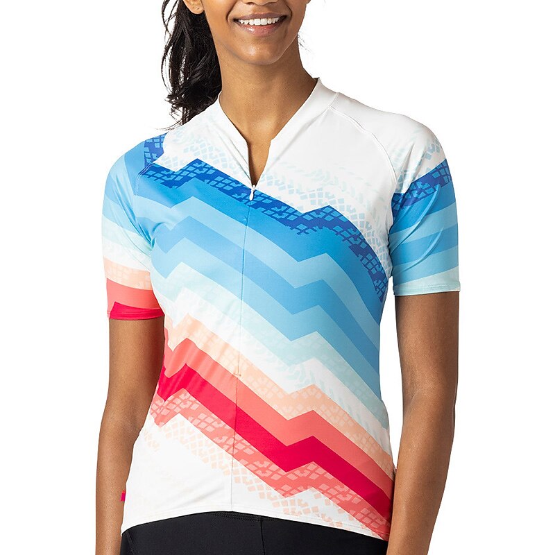 Women's Cycling Jersey Graphic Color Block Gradient Short Sleeve Bike Jersey Top with 3 Rear Pockets Mountain Bike MTB Road Bike Cycling Quick Dry Reflective Strips Back Pocket Moisture Wicking Sports3
