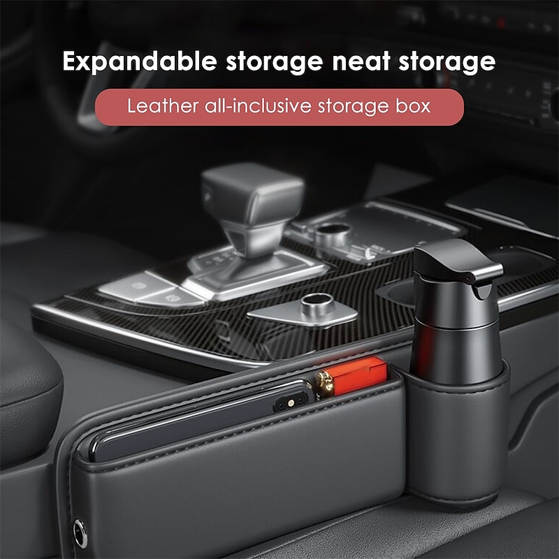 Multifunction Seat Gap Storage Bag For Car Seat Gap Filler With Phone Cup Holder PU Leather Car Interior Crevice Organizers Box3