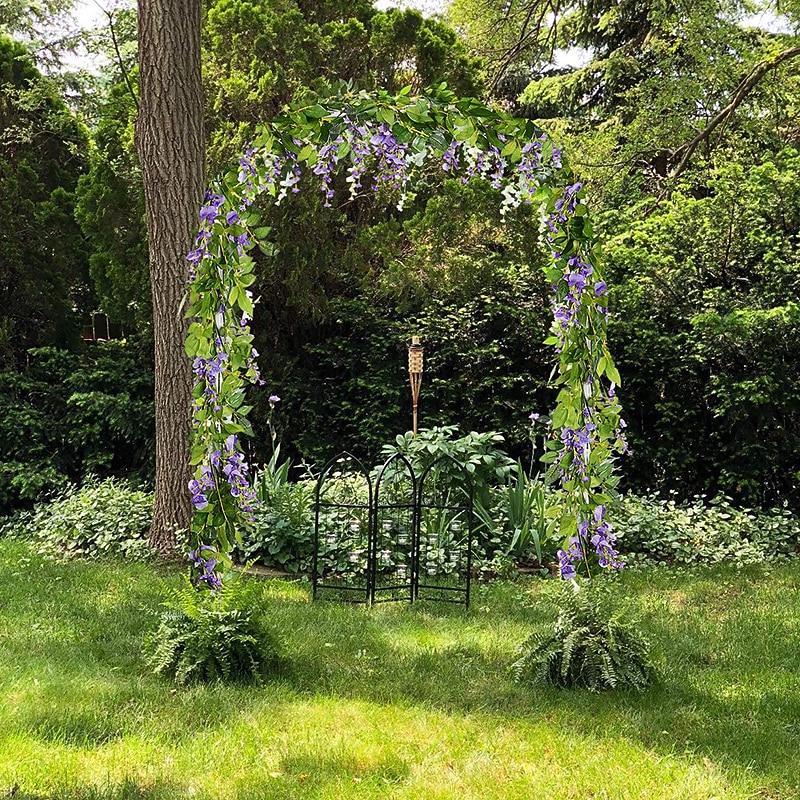 4Pcs Total 720cm/23.6ft Artificial Flowers Silk Wisteria Garland Artificial Wisteria Vine Rattan Silk Hanging Flower for Home Garden Outdoor Ceremony Wedding Arch Floral Decor3