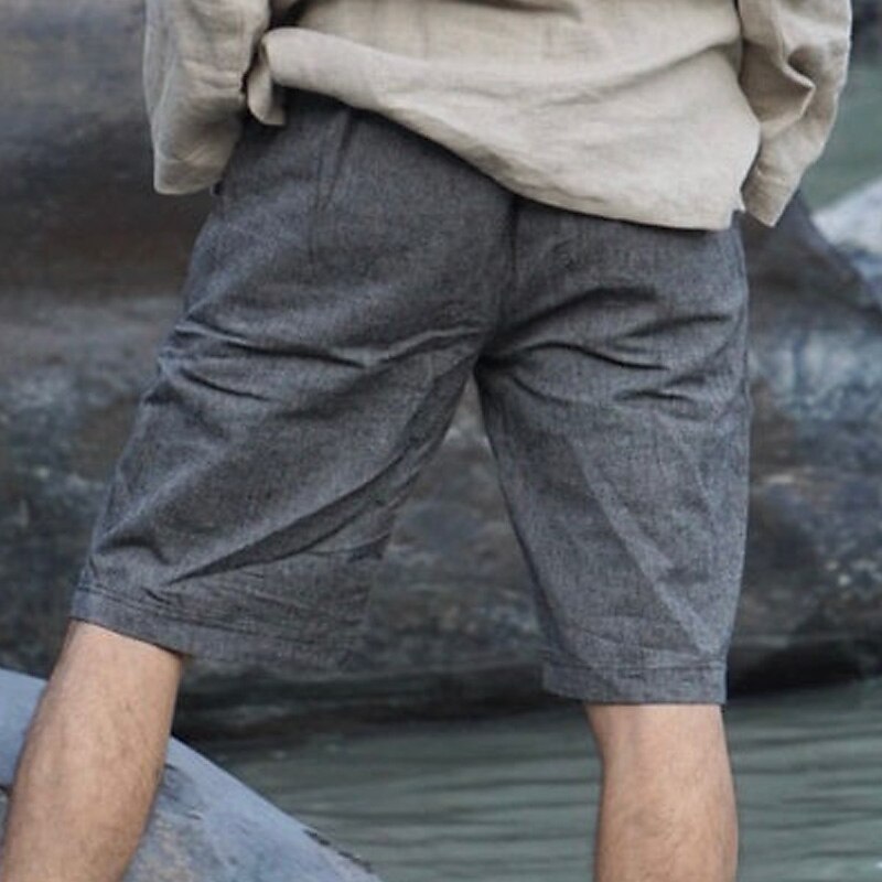 Men's Shorts Linen Shorts Summer Shorts Beach Shorts Drawstring Elastic Waist Plain Comfort Breathable Short Outdoor Daily Streetwear Stylish Casual Black White Micro-elastic3