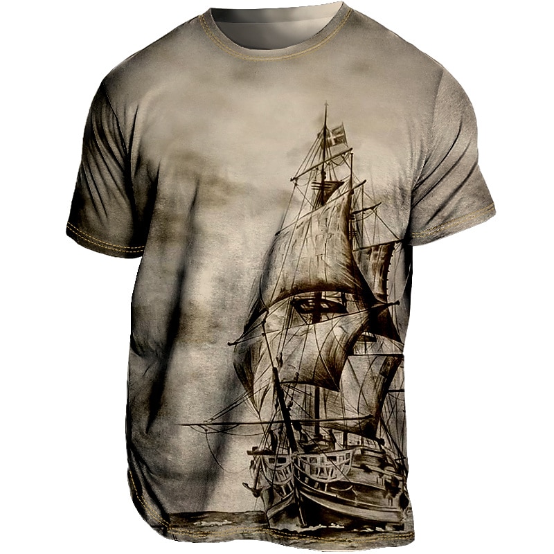 Men's T shirt Tee Tee Graphic Ship Crew Neck Clothing Apparel 3D Print Outdoor Casual Daily Sports Short Sleeve Print Vintage Fashion Designer4