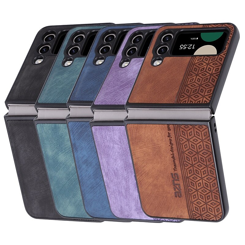 Phone Case For Samsung Galaxy Z Flip 7 Z Flip 6 Z Flip 5 Z Flip 4 Z Flip 3 Leather Flip Shockproof Solid Colored PC PU Leather2