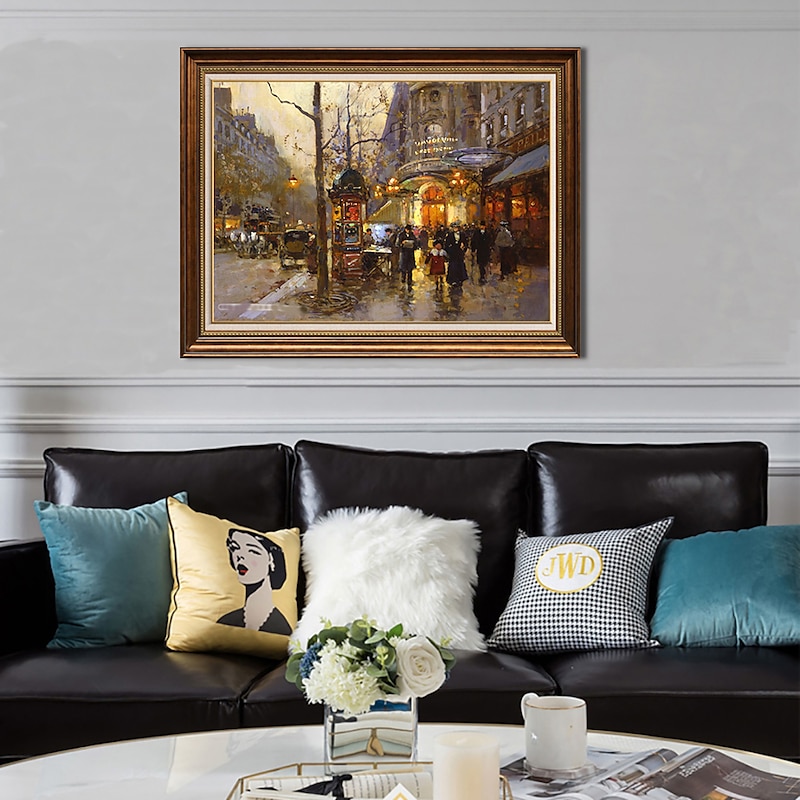 Handmade Oil Painting Canvas Wall Art Decoration French Impression Classical Street Scene for Home Decor Rolled Frameless Unstre tched Painting4