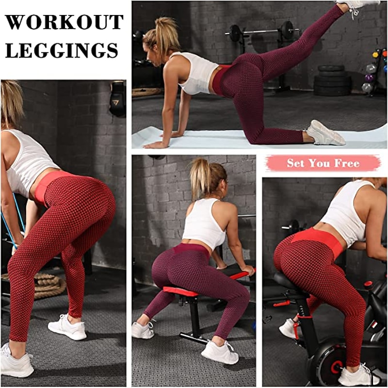 Women's Leggings High Waist Yoga Pants Tiktok Scrunch Butt Jacquard Ruched Booty Tights Tummy Control Butt Lift Gray White Black Purple Fitness Gym Workout Running Sports High Elasticity3