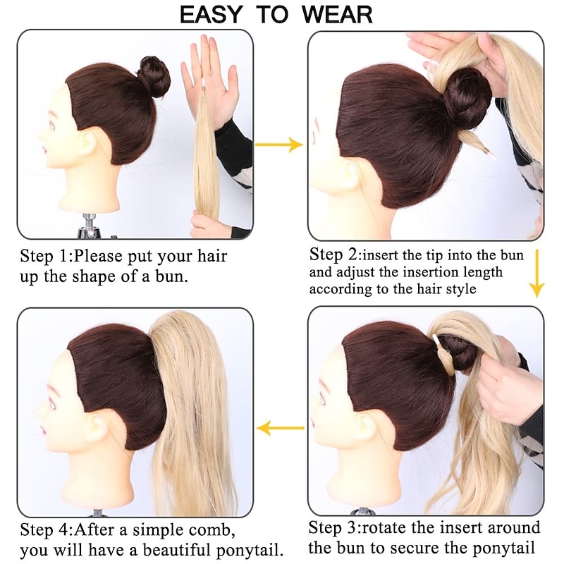 Show Flexible Wrap Around PonyTail 32inch Length Synthetic Ponytail Extensions Blonde ponytail Hairpieces For Women Daily Use4