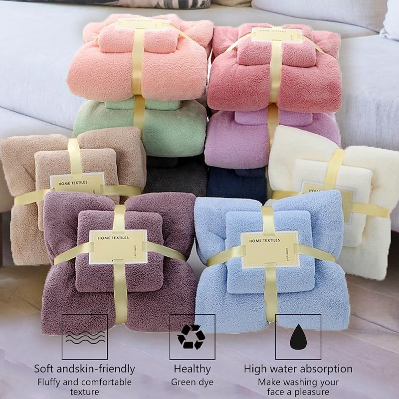 Bath Towels Set for Bathroom,Thick,Soft&Absorbent Fleece Bath Towels,1PC Bath Towel&1PC Hand Towel,Microfiber Quick Dry Bath Towel,Multipurpose Bath Sheets Towels for Bath, Gym and Spa2