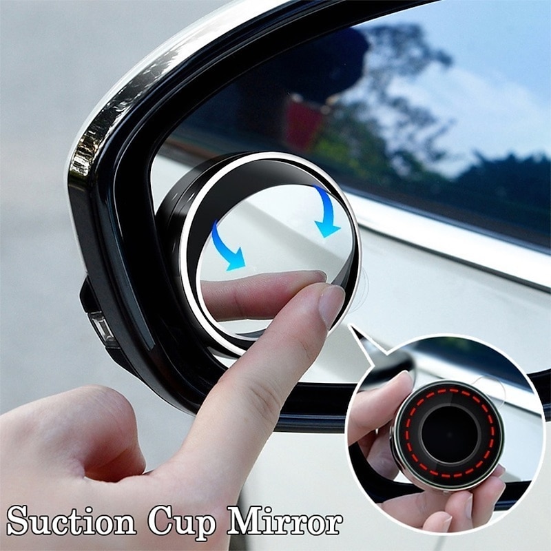 Car Suction Cup Mount Auxiliary Rearview Mirror 360 Degree Rotating Wide-angle Round Frame Blind Spot Mirror3