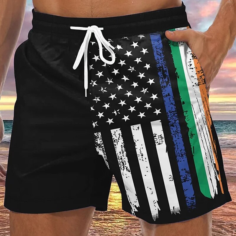 Men's Graphic Prints National Flag Swim Trunks Swim Shorts Board Shorts Mid Waist Hawaiian Boho Casual Daily Holiday Drawstring with Mesh lining Elastic Waist Designer Clothing Apparel3