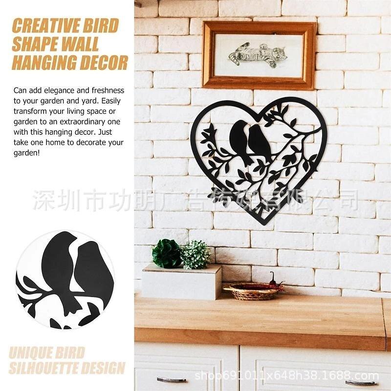 1pc Branch Bird Metal Heart-shaped Wall Art Outdoor Decor Rust Proof Wall Sculpture Ideal For Garden, Home, Farmhouse, Patio And Bedroom4