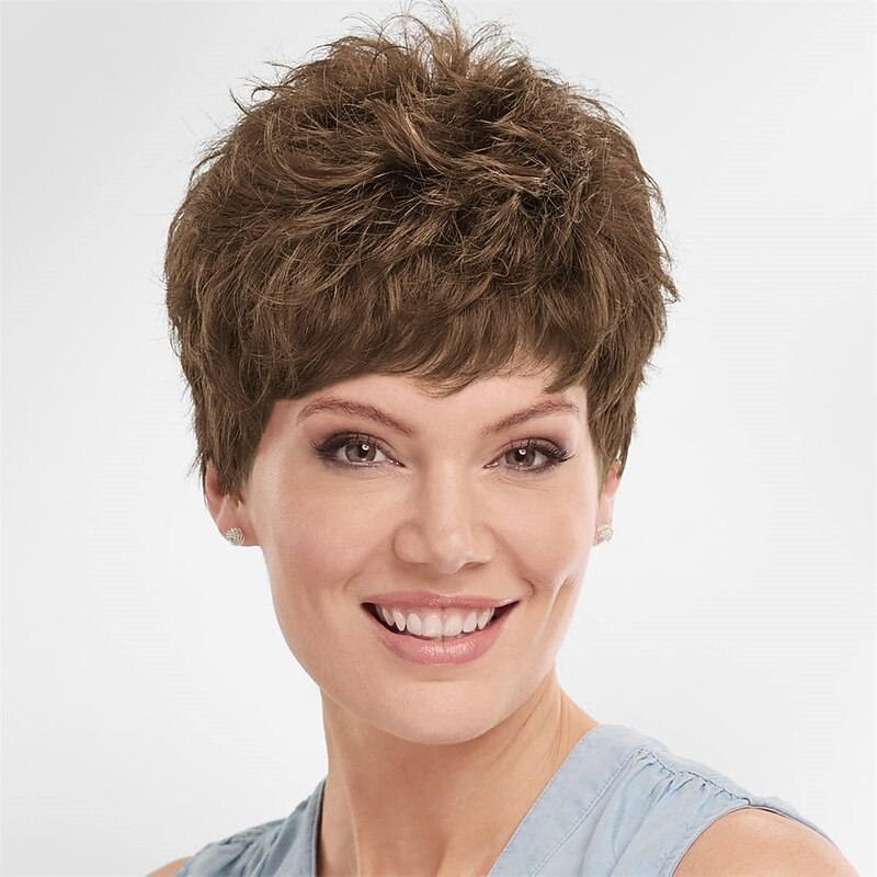 Fresh Pixie Wig with Breathable Cap and Razored Layers / Multi-Tonal Shades of Blonde Silver Brown and Red4