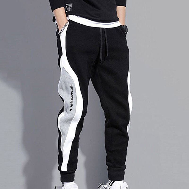 Men's Sweatpants Joggers Trousers Pocket Drawstring Color Block Comfort Casual Daily Holiday Sports Stylish Black Grey Micro-elastic3