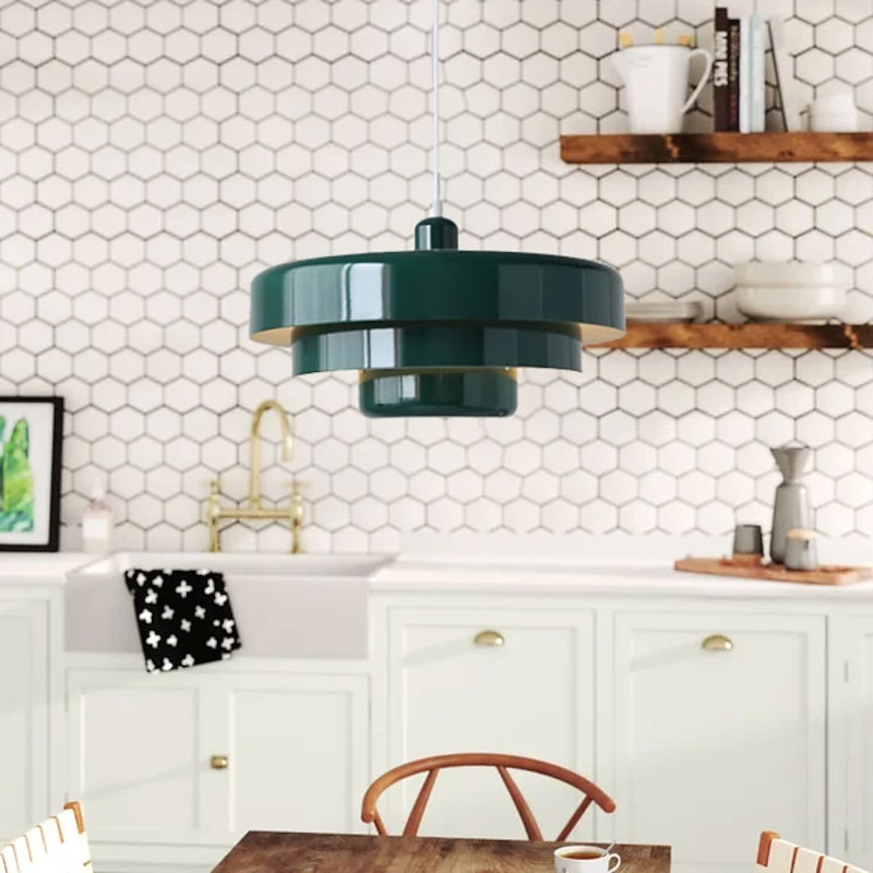 LED Pendant Light Orange Shade Pendant Light Fixture Kitchen Island Hanging Chandelier Light Fixtures Dark Green Bedroom Bedside Adjustable Ceiling Light Hanging Lamp2