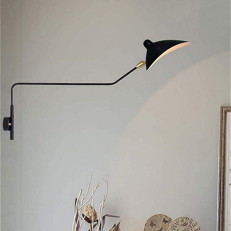Simple Style Swing Wall Lamp with Dome Lampshade 1-2 Light Black Wall Lamp Suitable for Corridor Entrance Bedroom Dining Room E26/E27 Bulb3