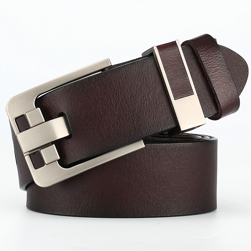 Men's Leather Belt Classic Jean Belt Black Coffee Dermis Retro Traditional Plain Daily Wear Going out Weekend4