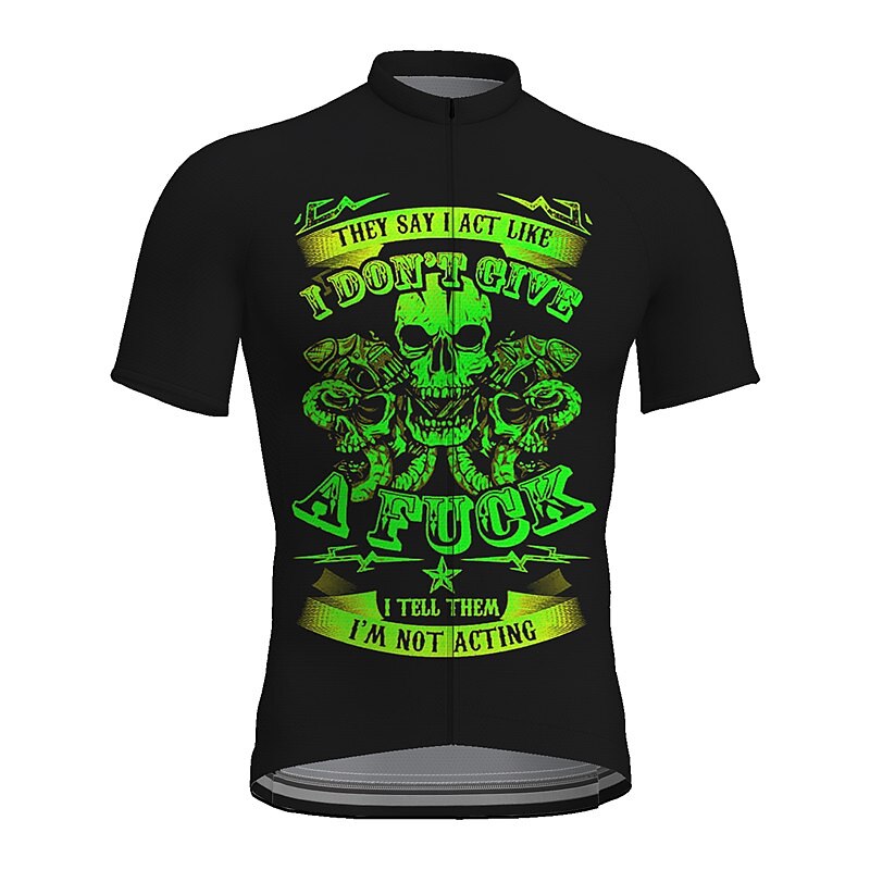 Men's Cycling Jersey Skull Letter & Number Funny Short Sleeve Bike Tee Tshirt Top with 3 Rear Pockets Mountain Bike MTB Road Bike Cycling Quick Dry Reflective Strips Back Pocket Moisture Wicking3