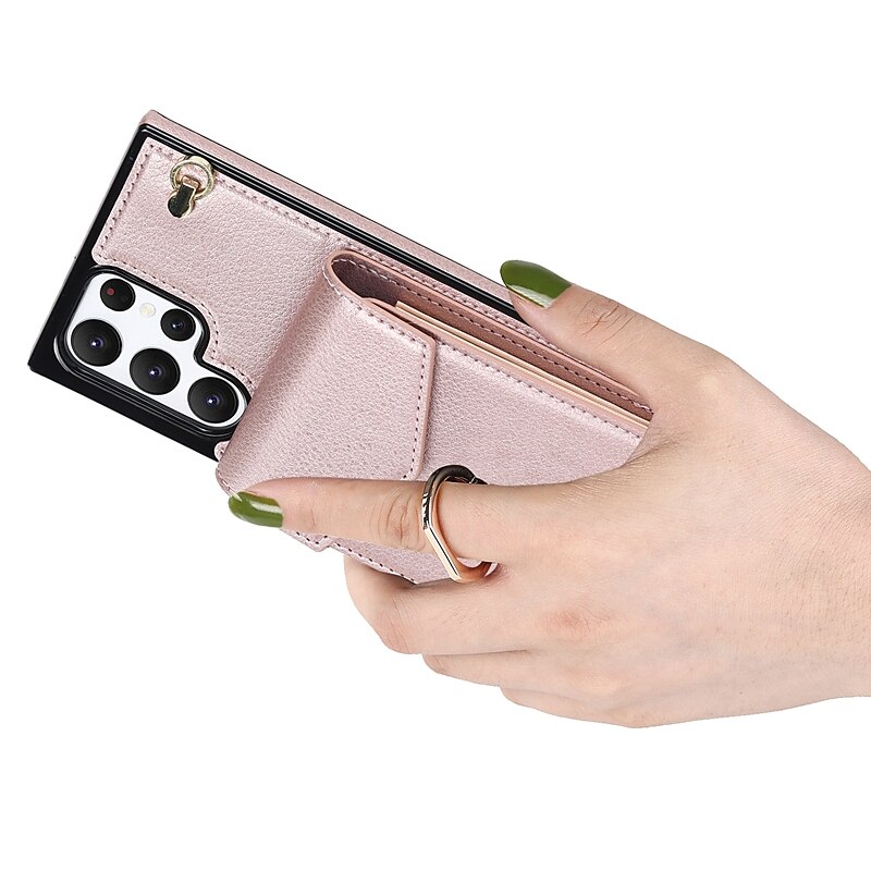Phone Case For Samsung Galaxy S25 S24 S23 S22 S21 FE S21 Ultra Plus A14 A54 A73 A33 Handbag Purse Wallet Case Ring Holder Anti-theft with Removable Cross Body Strap TPU PU Leather4