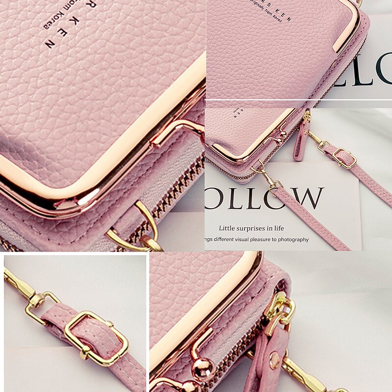 Women's Black Faux Leather Crossbody Bag with Gold Frame Clasp - Compact and Stylish Women's Phone Purse for Everyday Use4