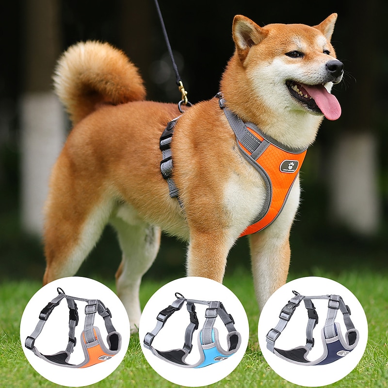 New Pet Traction Rope Mesh Breathable Large Dog Chest Strap Vest Reflective Dog Rope