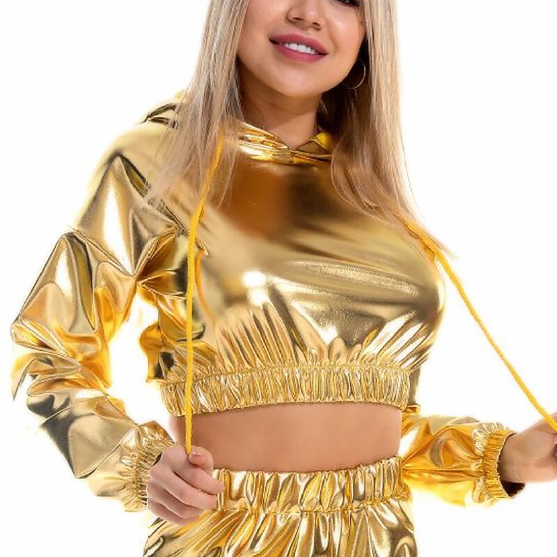 Dance Costumes Exotic Dancewear Pole dance Top Pure Color Splicing Women's Performance Training Long Sleeve Polyester2