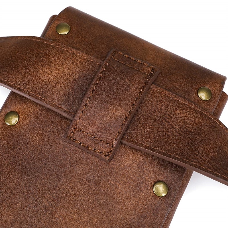 Belt Pouch Waist Bag Fanny Pack Medieval Vintage Leather Pouch Cellphone Holder Holster Carry Belt Purse Pocket Casual Hiking Festival Renaissance Faire Costume Travel Wallet Messenger4