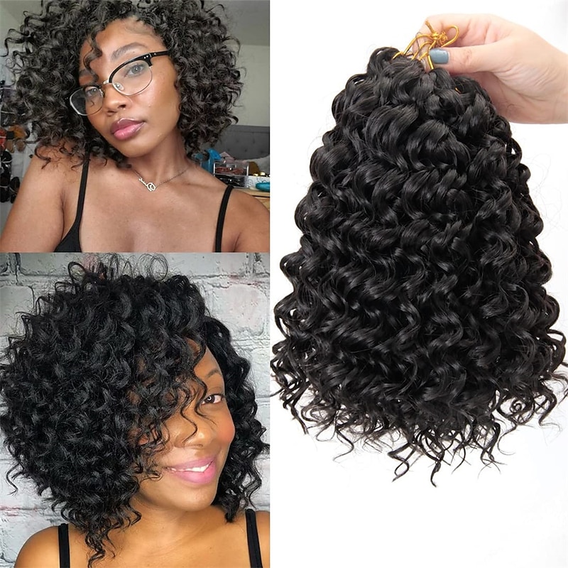 Curl Crochet hair for Black Women Short Beach Curl crochet hair Bohemian Crochet Braids Natural Black Deep Wave Braiding hair Extensions