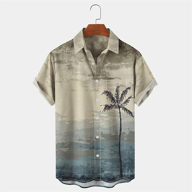 Men's Palm Tree Tropical Plants Shirt Summer Hawaiian Shirt Aloha Shirt Short Sleeves Shirt Turndown Tropical Fashion Hawaiian Outdoor Street Hawaiian Pink Blue Green S M L