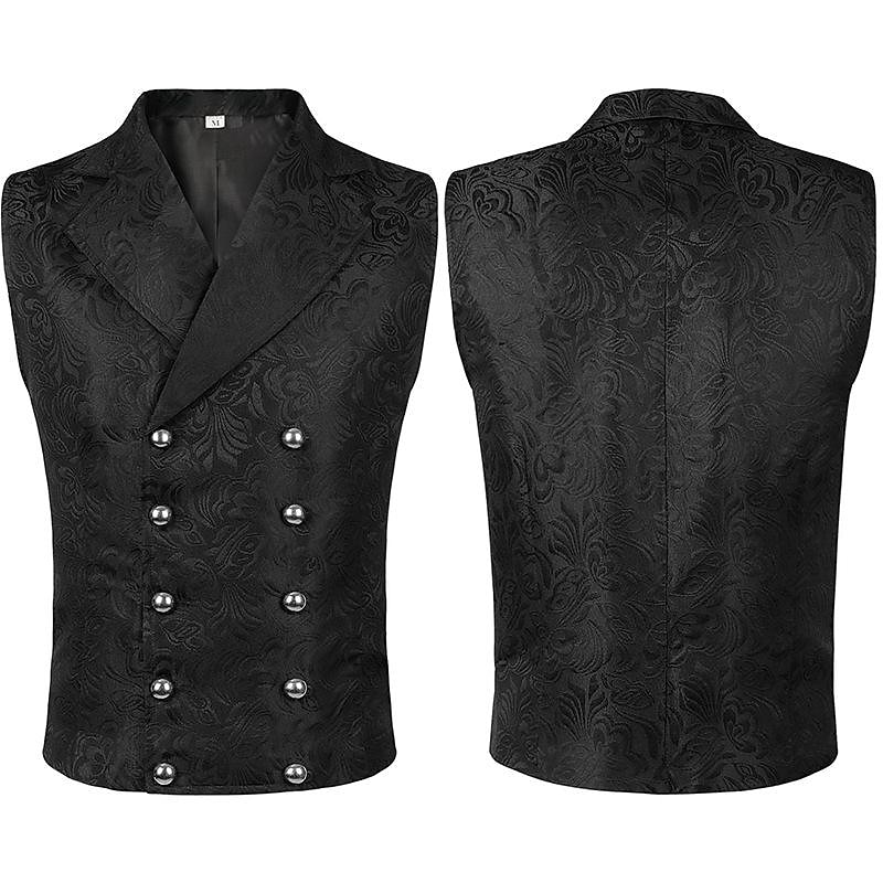 Retro Vintage Medieval Renaissance Coat Waistcoat Prince Knight Ritter Nobleman Jacquard Fancy Dress Men's Steampunk Adults' waistcoat