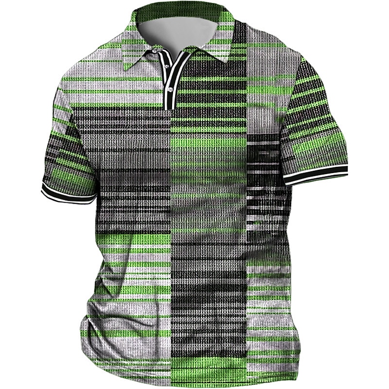 Men's Plus Size Polo Shirt Big and Tall Stripe Turndown Print Short Sleeve Spring & Summer Sports Fashion Streetwear Designer Outdoor Street Tops2