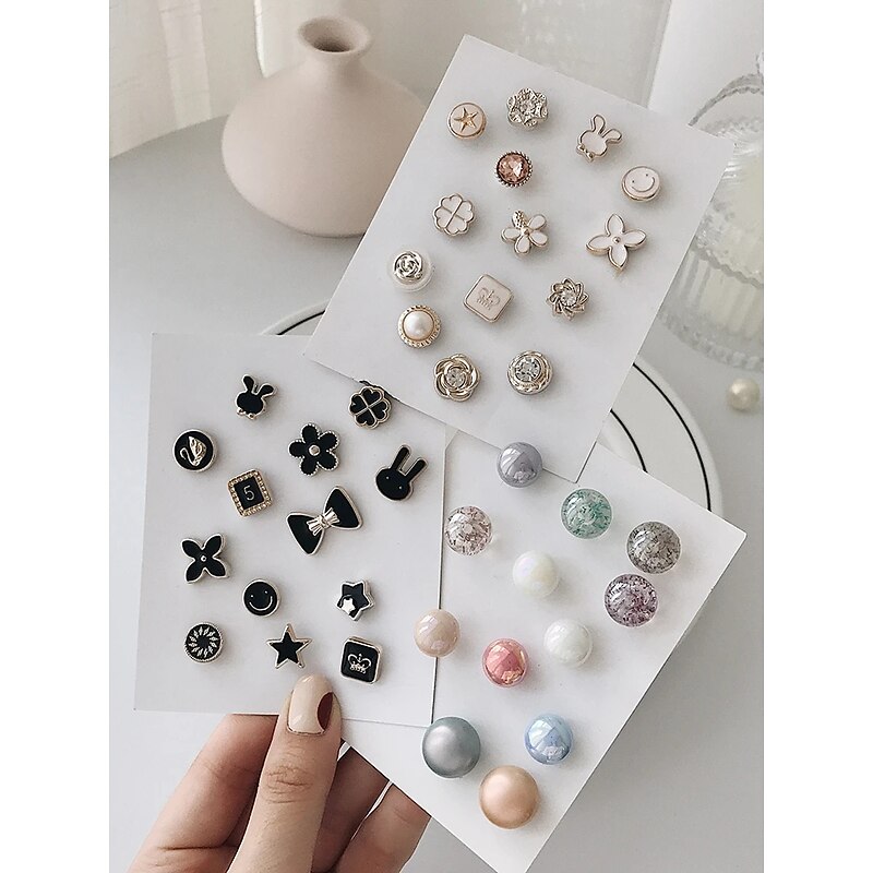 30pcs Brooch Women Pin Clothes Decoration Anti-Exposure Buckle Cute Neckline Artifact Fastener Nail Catcher Pearl Button Accessories2