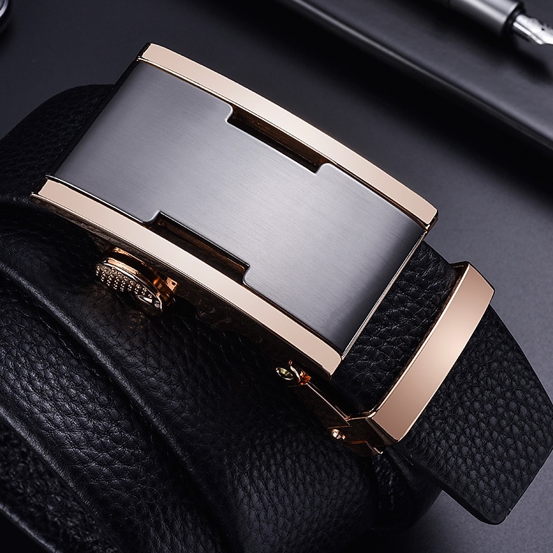 Men's Leather Belt Ratchet Belt Silver Gold Dermis Retro Traditional Plain Daily Wear Going out Weekend3