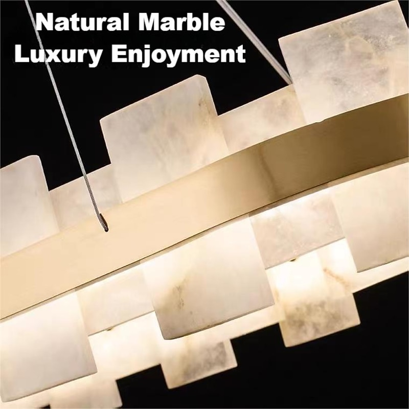 LED Pendant Light Marble Copper Wagon Wheel Design 60 cm 40W Modern Gold Luxury Chandelier Home Hotel Restaurant Art Lighting Lamp Decoration Pendant Light Cord Adjustable 110-220V2