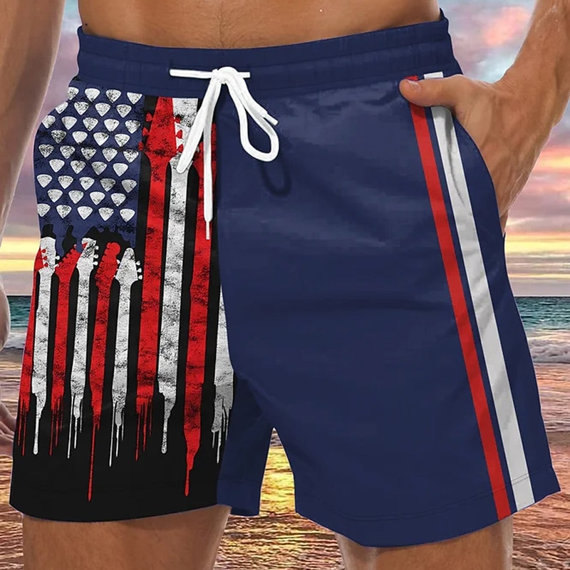 Men's Graphic Prints National Flag Swim Trunks Swim Shorts Board Shorts Mid Waist Hawaiian Boho Casual Daily Holiday Drawstring with Mesh lining Elastic Waist Designer Clothing Apparel2