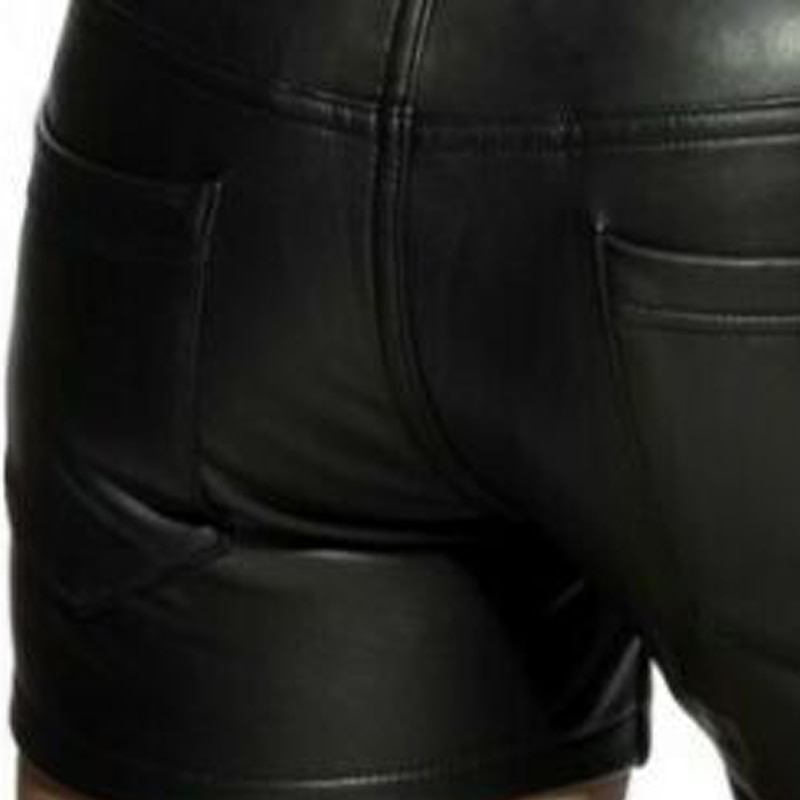 Men's Shorts Casual Shorts Faux Leather Shorts Pocket Plain Comfort Breathable Casual Daily Holiday Streetwear Stylish Black3
