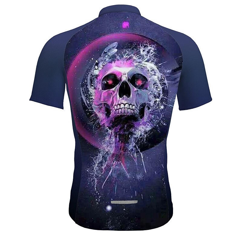 Men's Cycling Jersey Skull Letter & Number Funny Short Sleeve Bike Tee Tshirt Top with 3 Rear Pockets Mountain Bike MTB Road Bike Cycling Quick Dry Reflective Strips Back Pocket Moisture Wicking4