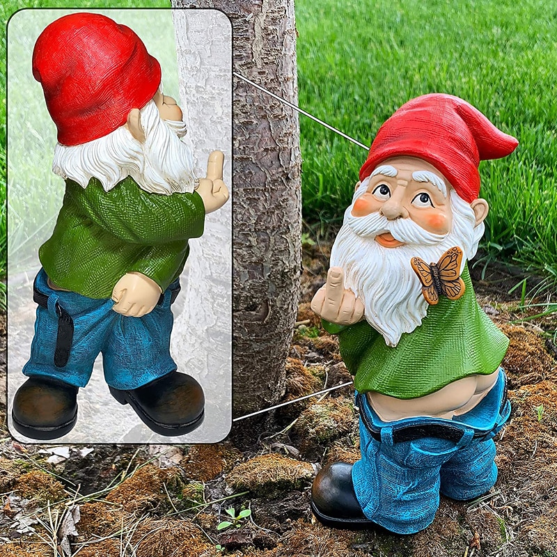 Garden Gnome - Pants Down Gnome - Cute and Funny Lawn Garden Figurine - Fairy Garden Decorative Sculpture for Outdoor or House Decor2