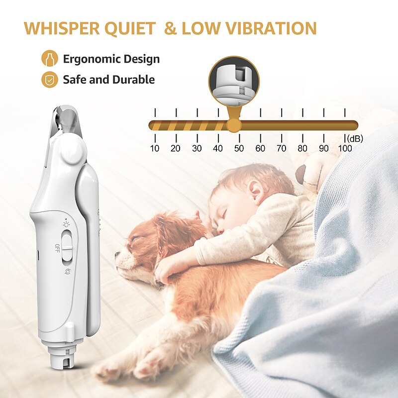 2-in-1 Dog Nail Grinders and Clippers with 2 LED Lights and Safety Guard Rechargeable Electric Pet Nail Grinder Quiet Low Noise for Small Medium Large Dogs and Cats4