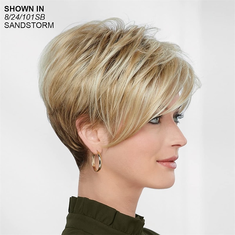 Penny WhisperLite Wig Modern Crop-Style Wig with Sweeping Fringe and Flawless Layers / Multi-Tonal Shades of Blonde Silver Brown and Red3