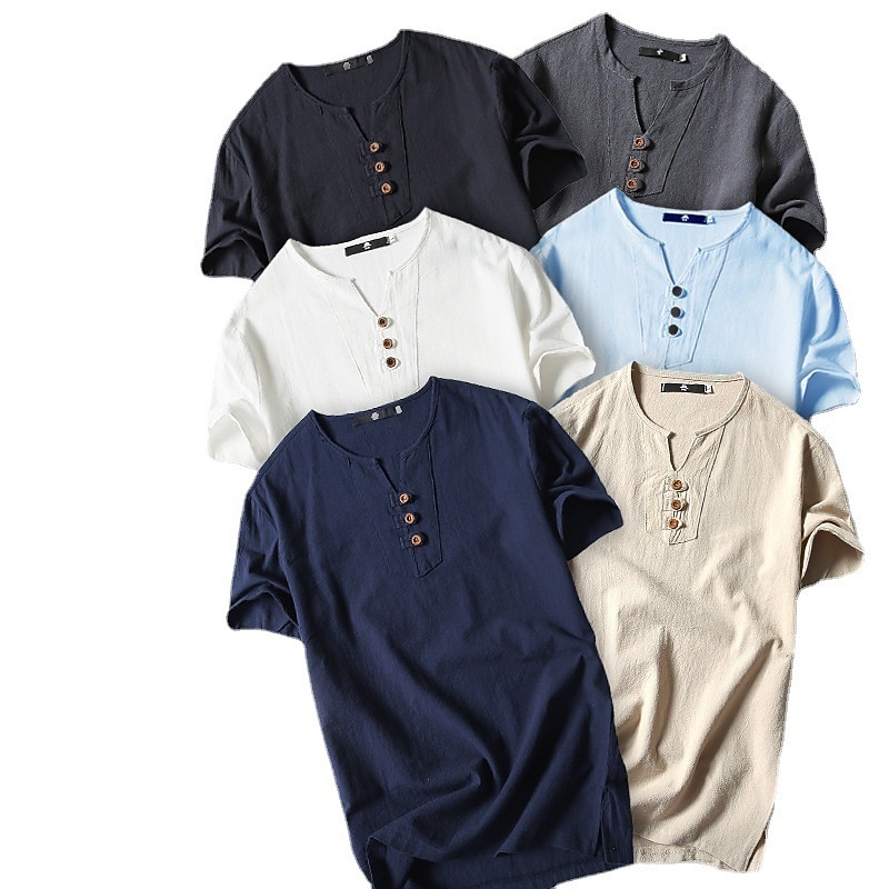 Men's T Shirt Short Sleeves Crewneck Summer Plain Fashion Streetwear Casual Daily Zipper Vacation Daily Wear Going out Black White Blue Top Tee for Men