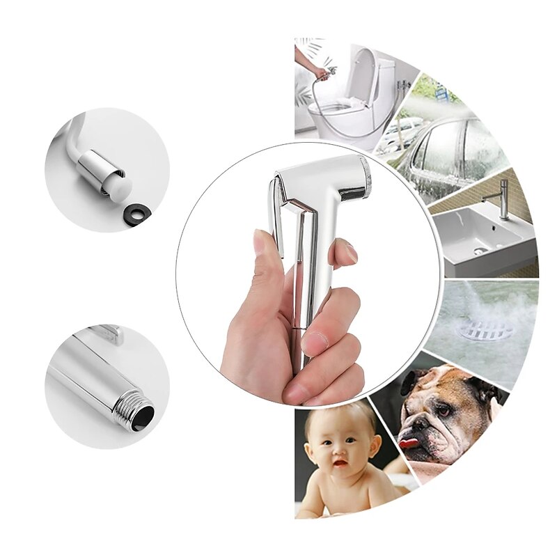 Bathroom Handheld Shower Bidet Shattaf Sprayer Set Wall Mount, Home Wash Toilet Hand Held Bidet Shower Spray Wall Bracket Hose Diaper Cleaning3