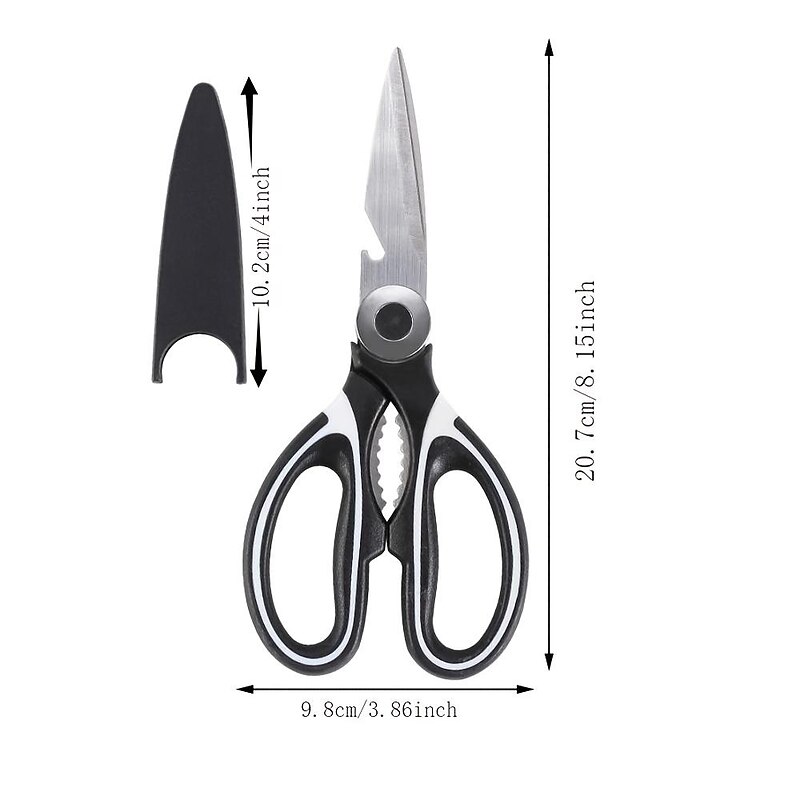 1pc BBQ Scissors, Sharp Kitchen Scissors, Stainless Steel Multipurpose Shears For Meat Cutting, Kitchen Supplies2