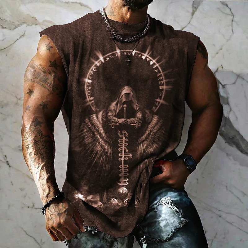Men's Graphic Skull Skeleton Vest Top Sleeveless T Shirt for Men Sleeveless Cap Sleeve T shirt 3D Print Crew Neck Shirt Fashion Designer Muscle Daily Sports Gym Black Blue Dark Blue Spring & Summer3