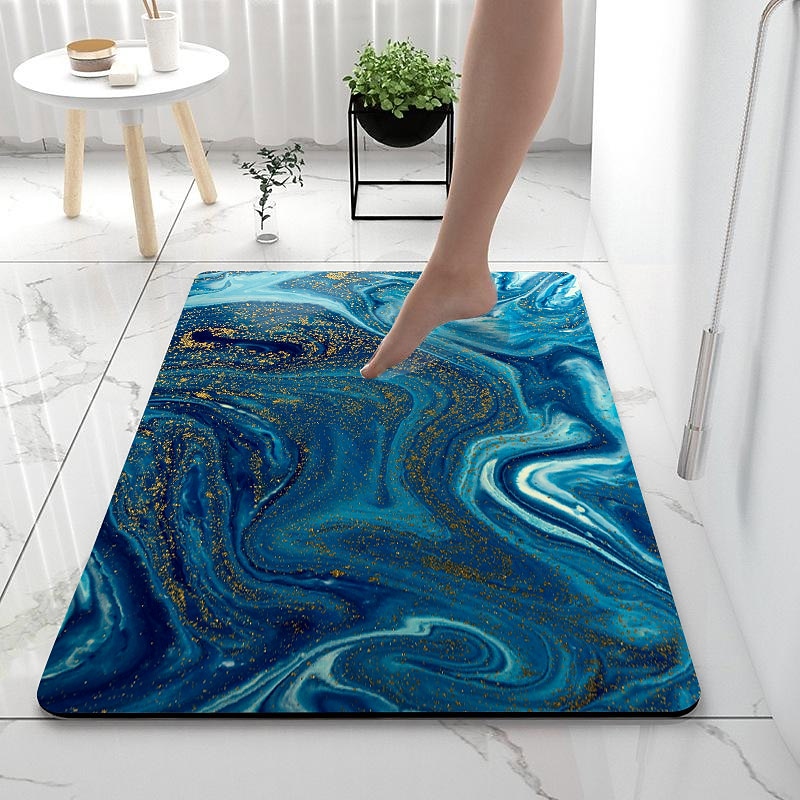 Diatomaceous Earth Bath Mat Non-slip Marble Pattern Super Absorbent Bathroom Rug Door Mat New Design3