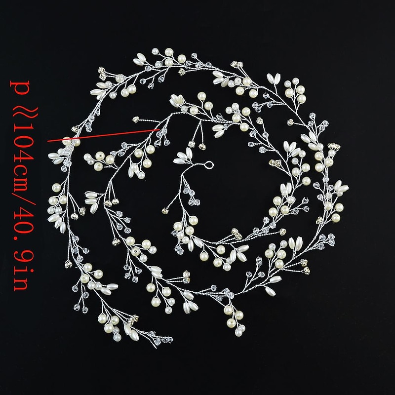 Fishing Line Artificial Pearls String Beads Chain Garland Flowers Wedding Party Decoration Party Supplies 1M pearl headband beautiful pearl bridal headband4