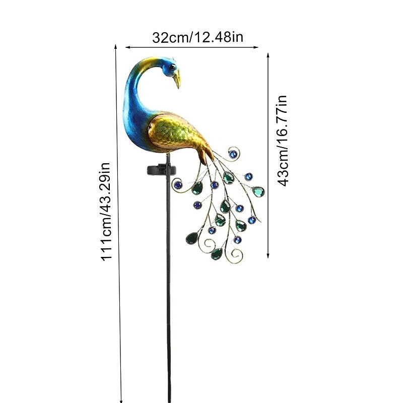 Solar Peacock Lights Outdoor Decoration Light for Garden Patio LED Light Metal Peacock Statues Figurine Lawn Landscape For Yard Path Garden Decoration Home Sculpture Art Lighting 1X4