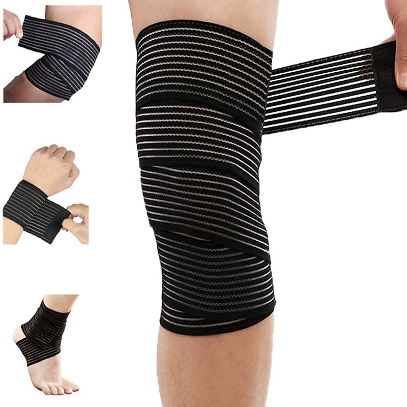 1pc Extra Long Elastic Knee Wrap Compression Bandage Brace Support for Legs Plantar Fasciitis Stabilising Ligaments Joint Pain Squat Basketball Runnin