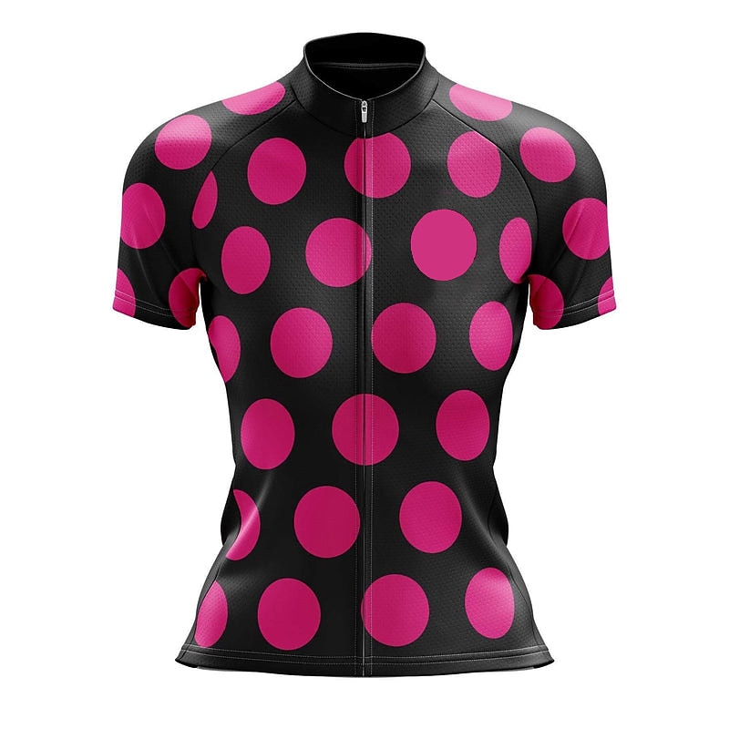 Women's Cycling Jersey Geometric Dot Short Sleeve Bike Jersey Top with 3 Rear Pockets Mountain Bike MTB Road Bike Cycling Quick Dry Reflective Strips Back Pocket Moisture Wicking Sports Pink Blue2